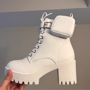 White Combat boots